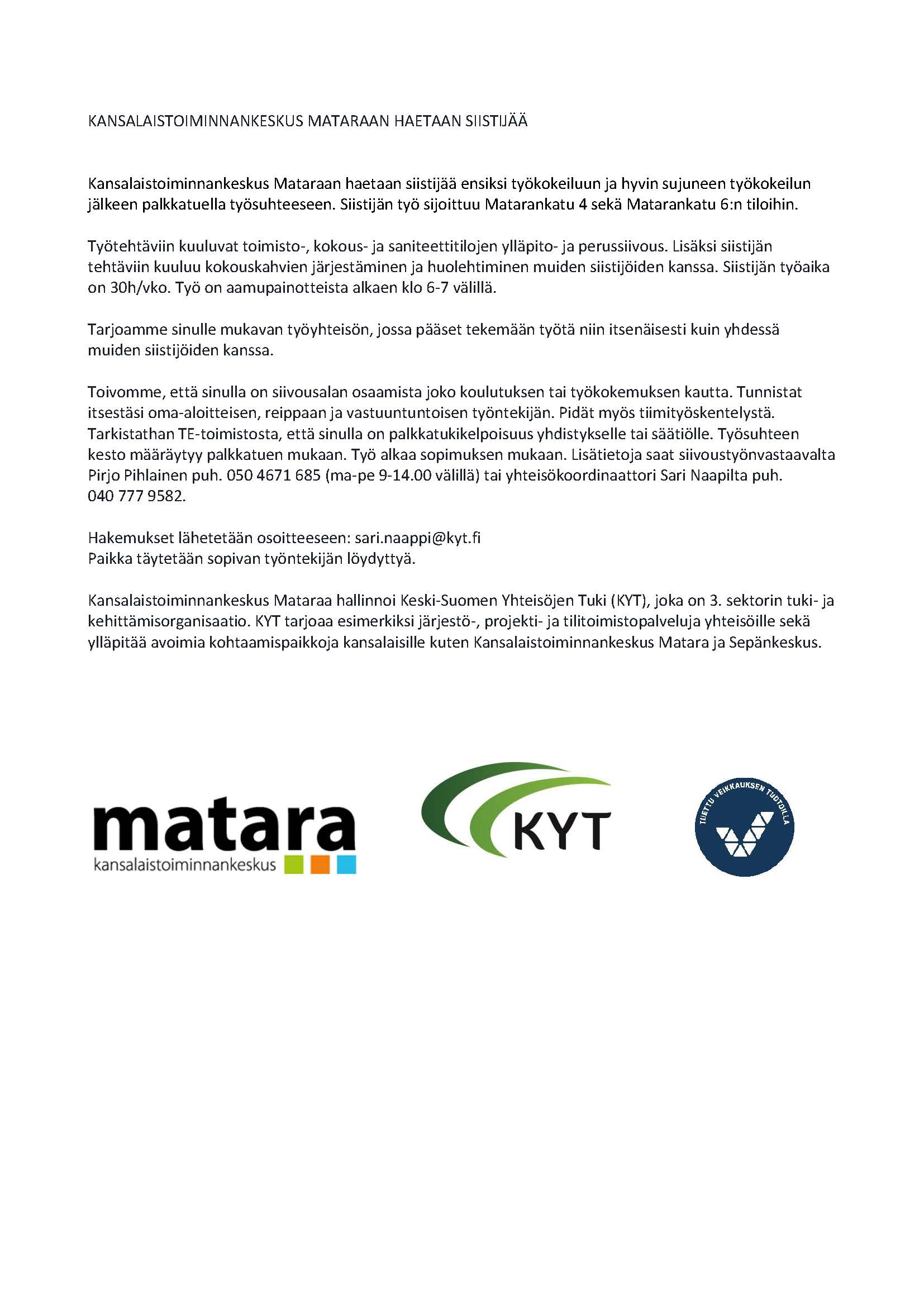 Siistijän paikka tammikuu 2019 kuva