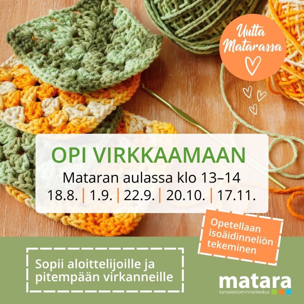 Opi virkkaamaan -tapahtumien mainos