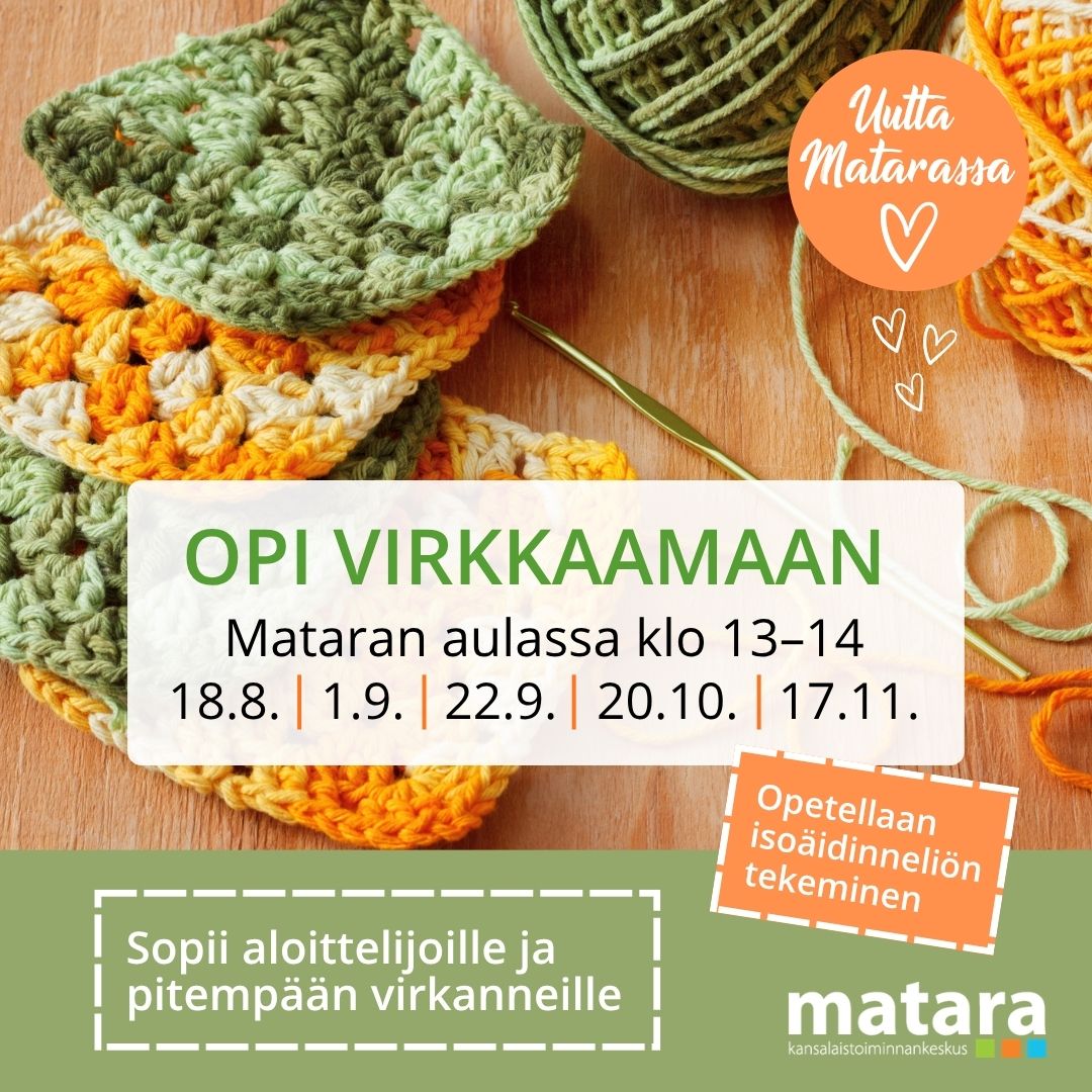 Opi virkkaamaan -tapahtumien mainos